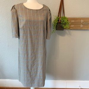 TACERA Shift Dress Plaid Puff Sleeve 1x